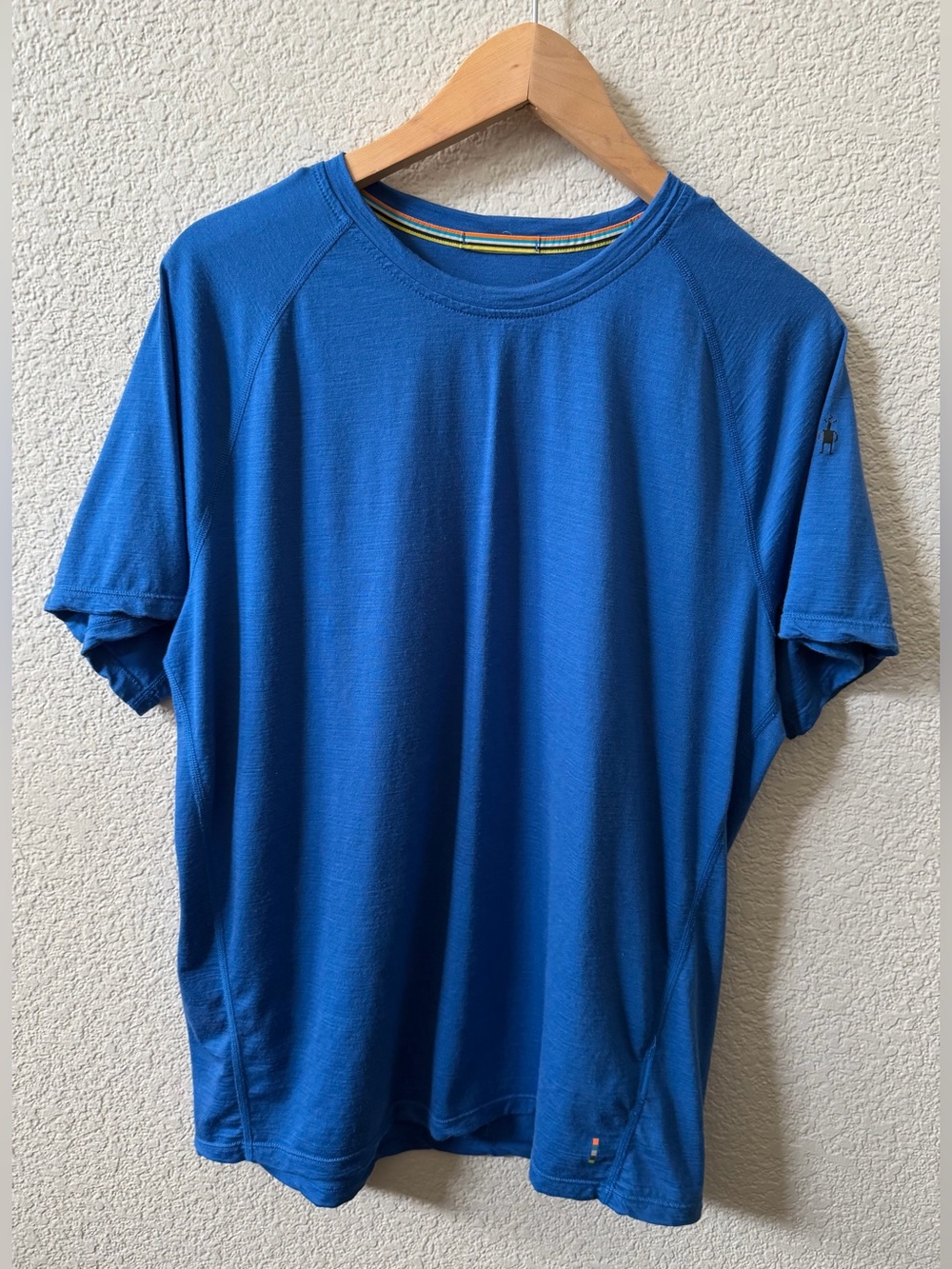 Smartwool Mens size Large Blue Classic All Season Merino 150 Tee Shirt -tinyflaw